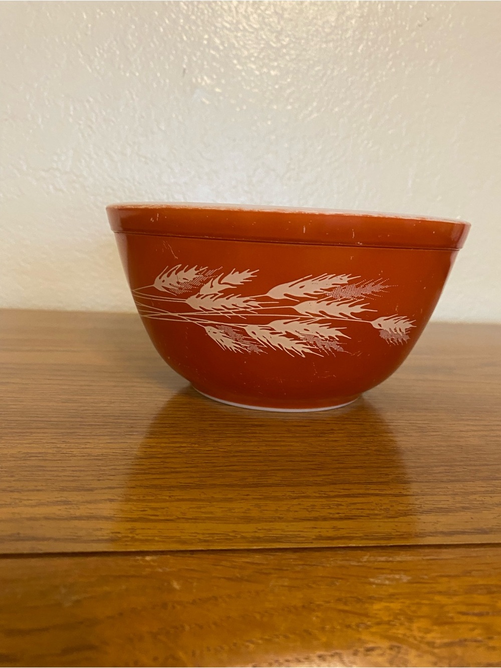 Pyrex Orange Wheat Pattern Mixing Bowl